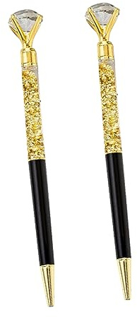 Stylo à Bille en Métal Noir, Lot de 2 pour Bureau et Travail Professionnel | Écriture Fluide et Résistance à L’Usure, pour Bureau et Salon Professionnel, Style Sobre Noir au Quotidien