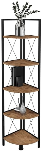 VCM Holz Metall Eckregal Aufbewahrung Stand Regal Bücherregal Deko Bücher Standregal Insasi 5