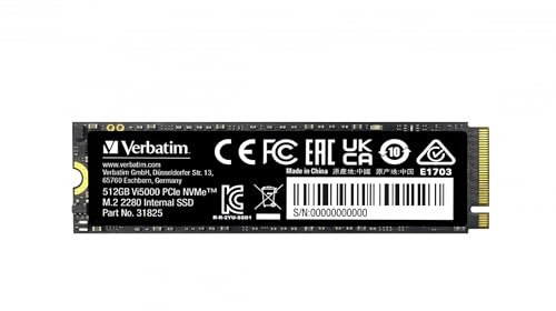 Verbatim Vi5000 NVMe M.2 SSD 512 GB, internes SSD-Laufwerk mit PCIe Gen 4, bis zu 5.000 MB/s Lesegeschwindigkeit, Hochleistungs-SSD für Gaming PC und PlayStation 5, schwarz