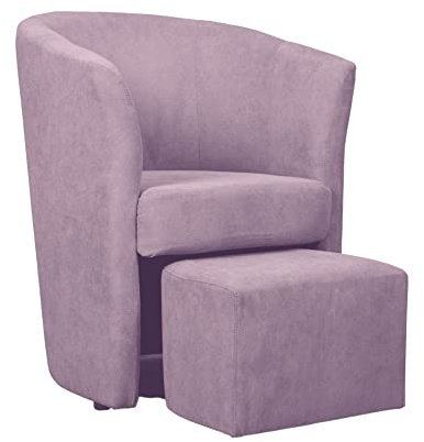 Sessel mit Ottomane in antikem rosa Stoff - Djerba