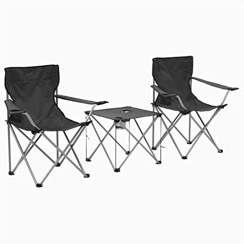 SilteD Klappbarer Campingtisch und Stühle, 3-teilig, für Picknick im Freien, Wandern, Angeln, Gartenmöbel, Garten-Set (Farbe: Argento, Größe: Talla �nica)