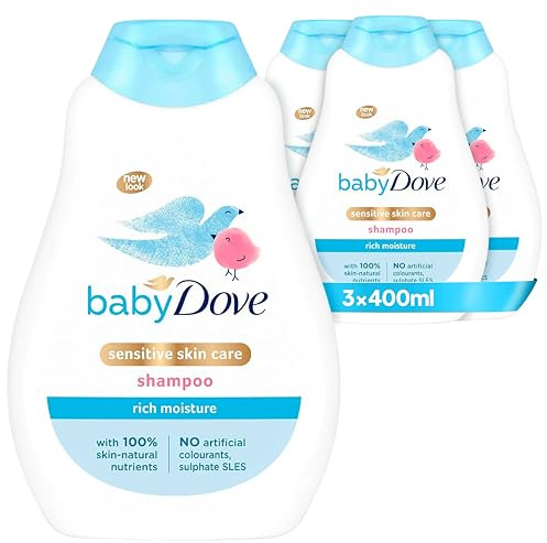 Baby Dove Rich Moisture Shampoo - Sanft & Beruhigend, Tränenfrei, Mild Duft, Für Empfindliche & Trockene Kopfhaut, 400ml, 3er Pack