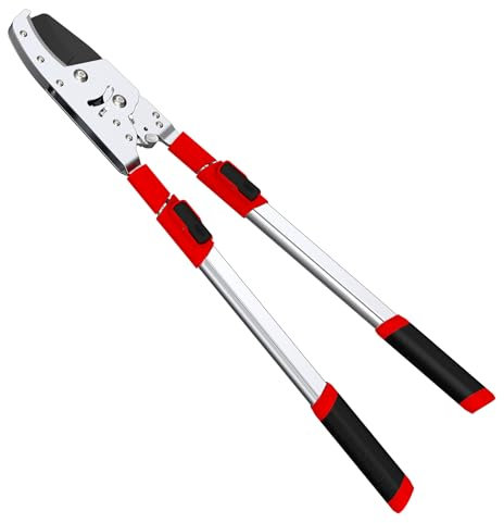GARTOL Hochleistungs Amboss Gartenschere,72-105 cm Teleskopstiel mit 6 verstellbaren Positionsanschlägen, doppelter Ratschenmechanismus, konzipiert für trockenes Holz, Schnitt 50 mm