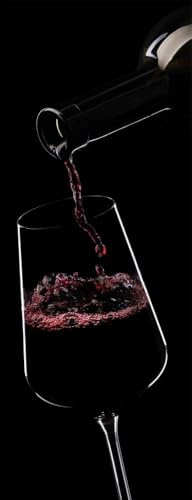 artissimo Glasbild Küche 30x80 cm Bild Küche Rotwein AG5459A – Weinbild Hochformat schmal, Wandbild Wein modern rot schwarz