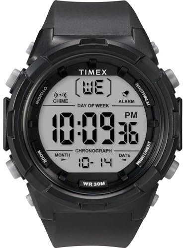 Timex Orologio sportivo da uomo, 50 mm, cinturino in resina nera, quadrante digitale, cassa nera TW5M61900