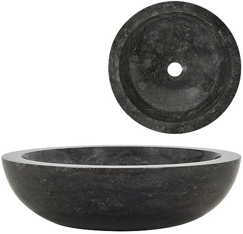 LAPOOH Évier 40 x 12 cm Marbre Noir,Vasque À Poser Salle De Bain,Lavabo Salle De Bain