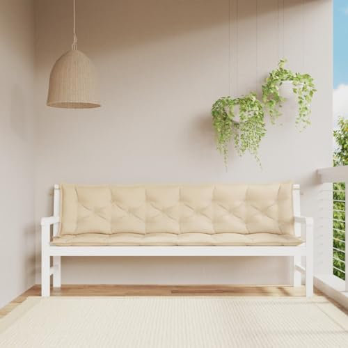 CIADAZ Gartenbank-Auflagen 2 STK. Beige 200x50x7 cm Oxford-Gewebe, Terrassenmöbel, Wetterfeste Bank, Outdoor Bank, Parkbank, Garten Banken, Deko Bank, Gartenmöbel - 361738