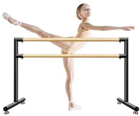 SnamicE Ballettstange, tragbare und tragbare Ballettstange mit Holzgriff für den Hausgebrauch, 1–2,5 m Länge wählbar, Höhe 80–105 cm (2,5 m/8,2 ft)