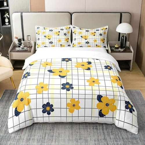 Bettwäsche 155x220 Blumen Bettbezug 155x220 3 Teilig Landhausstil Bettwäsche-Sets 3D Muster Weiche Mikrofaser Bettbezüge mit 2 Kissenbezug 80x80 cm A147