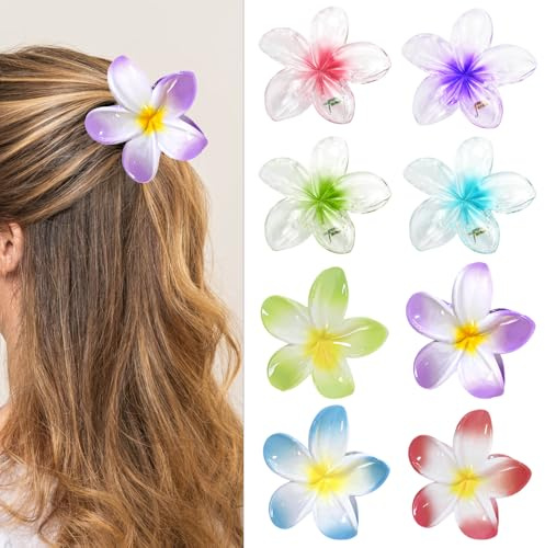 SJUNJIE 8 Pezzi Flower Hair Clip Anti Scivolo Mollette Fiori per Capelli Signora Elegante Fermagli per Artigli a Fiore Hawaiano Adatto per Viaggi All'aperto Vacanze al Mare e Feste