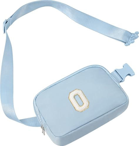 Bauchtasche Damen,Gürteltasche Herren,Personalisierte Geschenke Mit Initiale,Klein Nylon Gürteltasche,Umhängetasche,Frauen Brustbeutel,Bauchtasche Damen Sport (O, Blau)