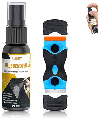 ALLONY Adhesive Remover, 100ml Sticky Label Remover, Super Glue Remover, Sticky Stuff Remover with Plastic Scraper Tool for Quickly Remove Glass Stickers, Glue, Grease