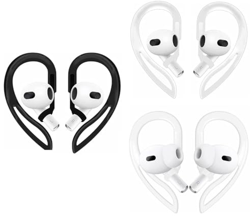 ALXCD Ear Hooks Compatible with AirPods 4 4th Generation Earbuds, Adjustable Over-Ear Soft Earhook [Anti Slip][Anti Lost], Compatible with AirPods 4 Black White Clear
