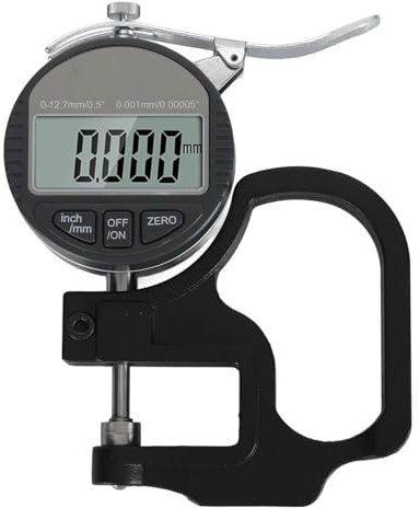 LHQYA Spessimetro Digitale, Spessimetro Elettronico per Pelle, Intervallo: 0-12,7 Mm, Precisione 0,01 Mm/0,001 Mm, Diametro Sonda: 10 Mm, profondità Gola: 27 Mm, Utilizzato per Carta/Pellicola