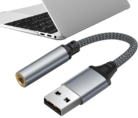 Adaptateur USB Prise Jack Adaptateur Convertisseur Audio Jack Stéréo 3,5 mm | Convertisseur De Carte Son Externe Plug And Play Pour Casques Et Micro-Casques, PC, Portables Et Ordinateurs De