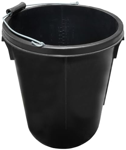 Black Plasterer Bucket Heavy Duty Plasterers Bucket for Mixing Building Plaster and Holding Water - 25 Litre