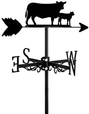 BLHKBAIKBN Veleta de Metal Decorativa con Forma de Toro para Montaje en azotea y jardín al Aire Libre, Herramientas de medición, indicador de dirección del Viento, Veleta, Bronce, Toro