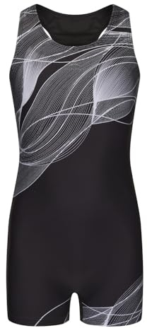 Slazenger Girls Lycra Xtra Life Boyleg Swimming Suit Junior Black/Grey 11-12 Years