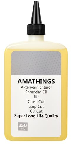AMATHINGS Premium Aktenvernichter-Öl 350ml Universelle Pflege für alle Schredder (Partikel-, Kreuz- & CD-Schnitt) – Verlängert Lebensdauer & Stoppt Quietschen – Präzisions-Dosierung & Tropffrei
