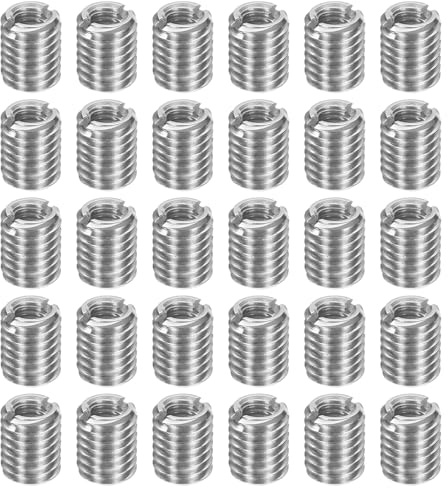 sourcing map Lot de 30 inserts filetés en acier inoxydable M8 x 1,25 mâle vers M5 x 0,8 femelle - Adaptateurs de filetage de 10 mm de long - Vis de réparation pour bois dur et tendre