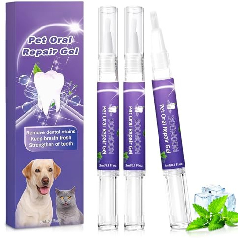 3 pezzi pet toothbrush pen, Penna per la Pulizia dei Denti del Cane/Gatto per la Cura dei Denti,rimuove macchie e tartaro di animali domestici, alito fresco, rinforza i denti
