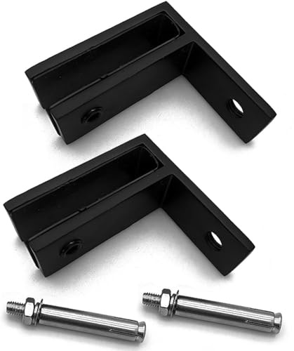 Lot de 2 pinces murales à verre 90 degrés pour balustrade - En acier inoxydable noir mat - Convient pour panneau de verre de 10 à 12 mm d'épaisseur