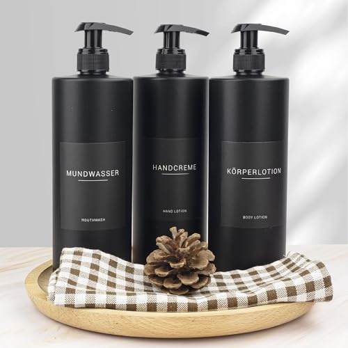 Esdallina 500ml Seifenspender mit 22 Schwarzen Etiketten Minimalistischer Luxus der gehobenen Klasse mattschwarze Lotionspender