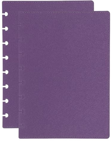 PATIKIL 1 Juego De Cubierta De Cuaderno De Disco En Cuero, Tamaño A5 6.3 x 8.66 Cubierta De Planificador De Disco Para Producto De Oficina De Cuaderno De Disco, Púrpura