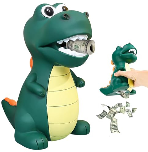 SKIKHN Dinosaurier Spardose fur Kinder, Einzigartig Dino Sparschwein für Mädchen Jungen, groß Dino Sparschwein für Junge und Mädchen, für Dekoration des Kinderzimmers, Geschenk, Taufgeschenke