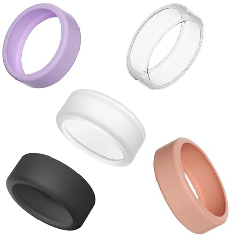 Silicone Ring Protector, 5 Pack Ring Protector Gym, Wedding Ring Protector for Men, Silicone Wedding Rings Protector for Daily Wear, Sports and Outdoor Activities, 10.3mm Thickness, 26mm Outer Diamete