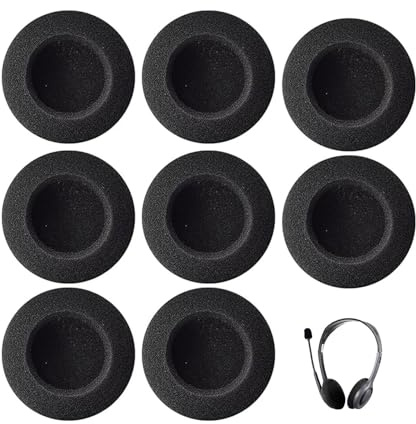 8 Stück Kopfhörer Ohrpolster,Ø60 mm Universal-Ohrhörer-Schaumstoffüberzug für Logitech 960,Headset Ersatzpolster,Schaumstoff Polster Kopfhörer Passend für Sony Philips Sennheiser Logitech (Schwarz)