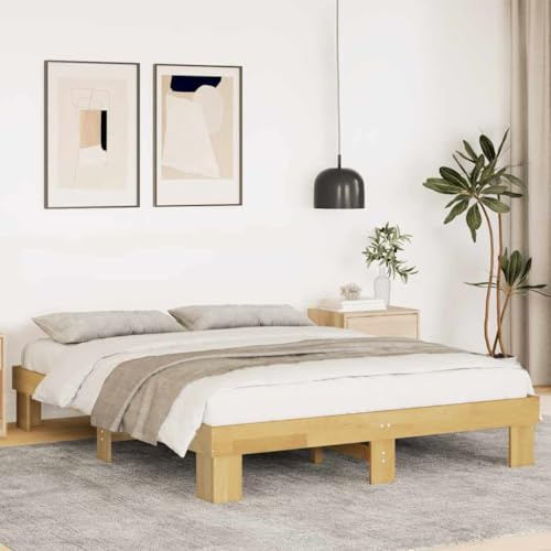 Massbinet Massivholzbett aus Eiche Hochwertiges Bettrahmen Holzbett in Natur geölt Bett geeignet als Doppelbett Futonbett ohne Matratze 160x200 cm Eichenholz