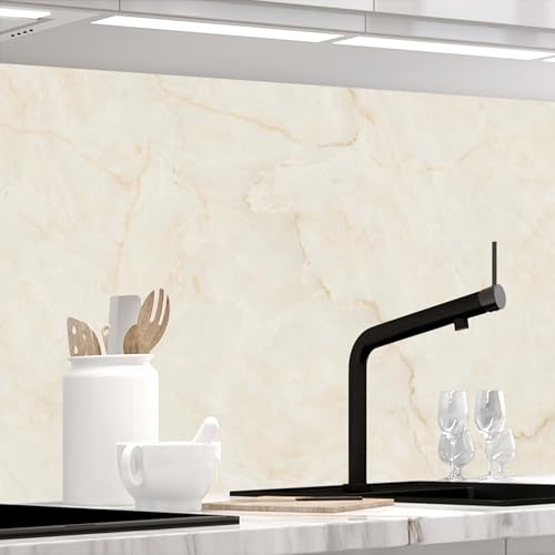 STICKERPROFIS Küchenrückwand selbstklebend MARMOR BEIGE (Pro) 60 x 80cm | Spritzschutz & Fliesenspiegel · rückstandslos ablösbar · hitzebeständig, abwaschbar · ohne Bohren · 0,5mm, Matt Optik