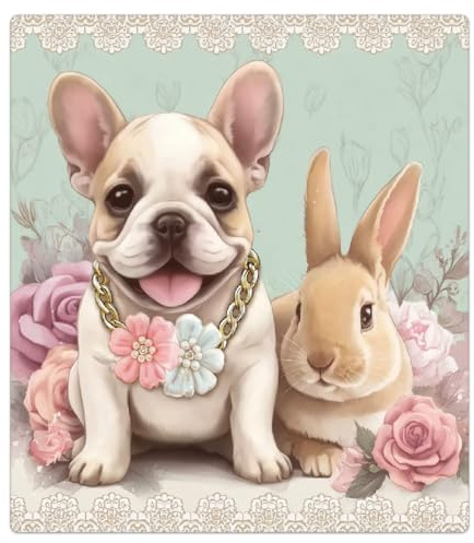 Mexpekil Cubierta magnética para lavavajillas con diseño de conejo bulldog francés de 21 x 26 pulgadas, adhesivo decorativo para puerta delantera, impermeable, panel de electrodomésticos de cocina