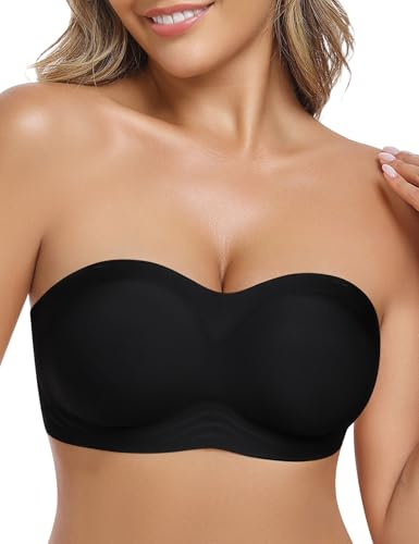 Yuson Girl Reggiseno Senza Spalline Donna Antiscivolo Bandeau Senza Ferretto con Coppe Rimovibili e Trasparente Spalline Reggiseno Invisibile Push up per Abiti a Spalle Scoperte