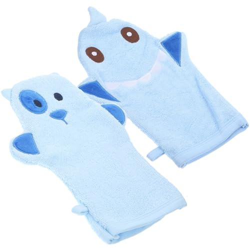 Gatuida 2pcs Baby Exfoliating Bath Gloves Cute Animal Shape Cotton Shower Gloves for Comfortable Skin Cleaning on Body and Back, Suitable for Infants and Newborns