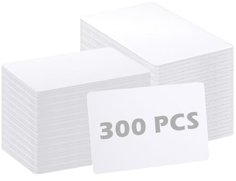 YKUKIZEE 300PCS Blank White PVC ID Card CR80 Business Printable Plastic | 85.5MM x 54MM, CR80 Credit Card