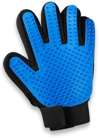 YIPFEN Guanto per Toelettatura Gatti 1 Pezzo Guanto per Pelo di Animali 4 in 1 Spazzolatura Massaggio Bagno Rimozione Pelo Silicone Mano Sinistra Blu