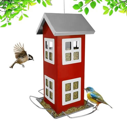 Relaxdays Casetta per Uccelli in Metallo da Appendere, 26x12x12 cm, Piccola mangiatoia da Giardino