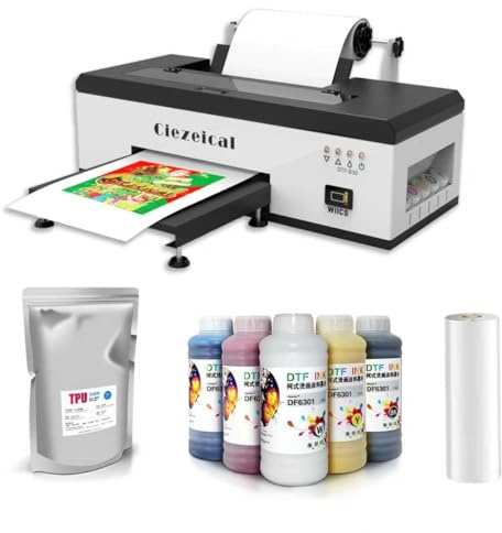 Ciezeical A3 DTF Drucker 1390 mit Tinten-Set Ideal für Kleinunternehmen, Heimwerker, Handwerker und Einsteiger. Gestalten Sie Ihre eigenen individuellen Designs für Kleidung (Tintensatz)