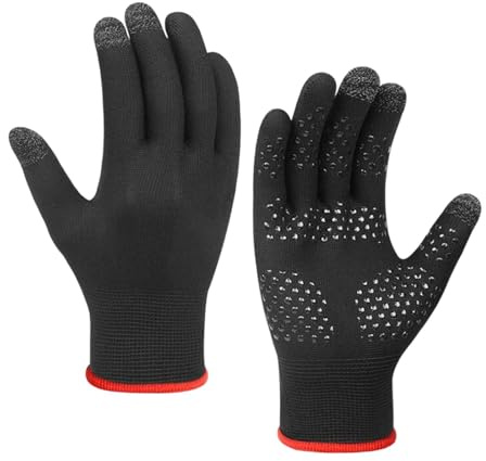 Teruyol Guantes de Escalada, Guantes de Invierno para Pantallas Táctiles, Guantes de Dedos Completos, Construcción de Nailon, Antideslizantes, para Hombres, D, Negro, Mujer