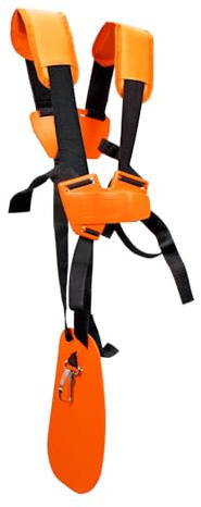 SUNMON 4119 710 9001 Unkrautfresser-Gurt – Trimmergeschirr, doppelte Schulter mit strapazierfähigem Nylon-Saitentrimmerriemen für Unkrautwacker, für STHIL FS KM-Serie Saitentrimmer (Orange)