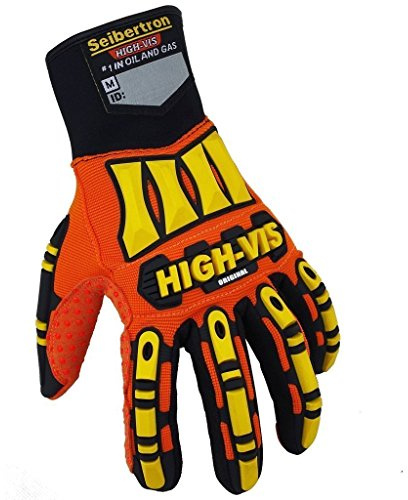Seibertron High-Vis Resistant Reducing Anti-Impact Mechanics Heavy Duty Safety Gloves (M)