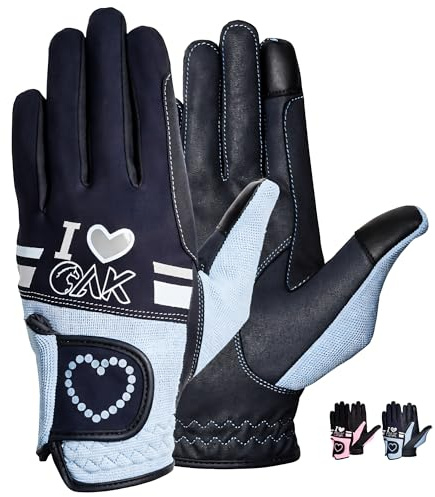 AK Love - Guanti da equitazione per donne, uomini e bambini, per tutte le stagioni (blu navy/cielo, XS)