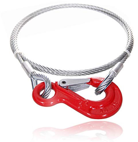 Drahtseile24 Stahlseil mit Haken, Drahtseil mit Haken – Anschlagseil, Forstseil | 5mm – 14mm | 1m – 100m | Ø6mm / 400kg Nutzlast | 5m