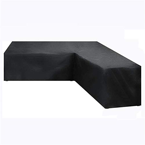 SYLC L Shaped Garden Furniture Covers Waterproof Dustproof, Garden Furniture Cover Outdoor Rattan Corner Sofa Couch Cover Black (215x215x87cm)