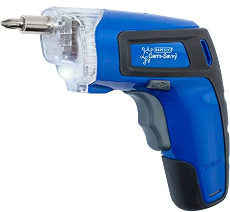 Rapesco 1640 Germ-Savvy Antibacterial, Cordless Screwdriver 3.6V, Blue