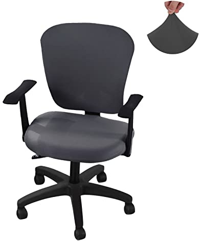 Jaotto Fodera per sedia da ufficio estensibile, fodera per sedia da ufficio girevole smontabile moderna, fodera per sedia estensibile elastica, protezione per sedia da ufficio, grigio