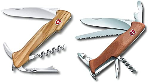 Victorinox, Taschenmesser, Wine Master Wood, 130 mm, beige (6 Funktionen, Klinge, Zweistufige Stütze, Kapselheber), Feststellklinge &, Taschenmesser, Ranger 55 Wood, 130 mm, braun, Blister