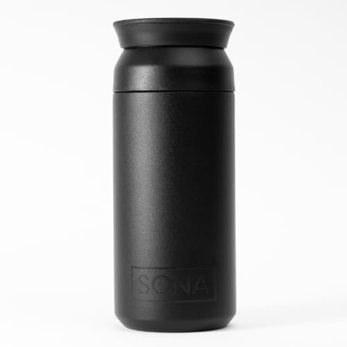 Sona Thermobecher - Edelstahl Kaffeebecher to go - BPA-frei - 360° Trinköffnung - 350 ml - matt schwarz